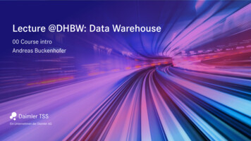 Lecture @DHBW: Data Warehouse - DHBW Stuttgart