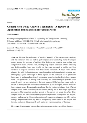 Construction Delay Analysis Techniques—A Review Of Application . - MDPI