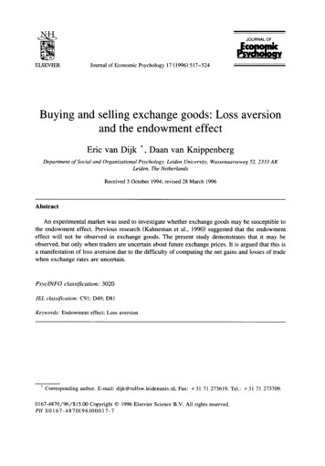 Buying And Selling Exchange Goods: Loss Aversion And The .