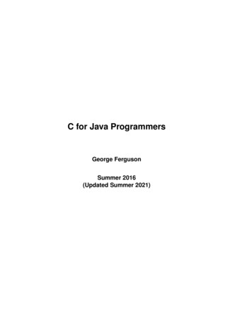 C For Java Programmers - University Of Rochester