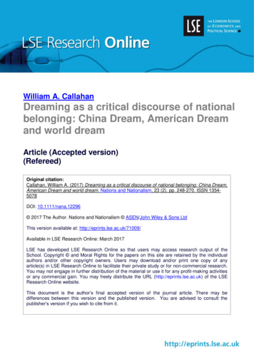 William A. Callahan Dreaming As A Critical Discourse Of .