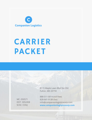 NEW CARRIER SET UP PACKET PLEASE READ FIRST!! - KTI Log