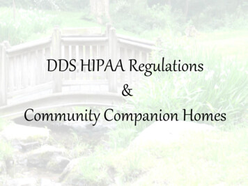 DDS HIPAA Regulations Community Companion Homes - Connecticut