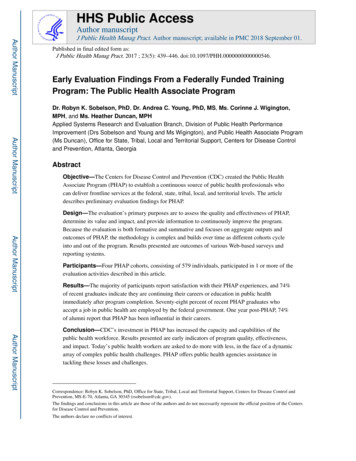 Early Evaluation Findings From A Federally Funded Training Program: The .