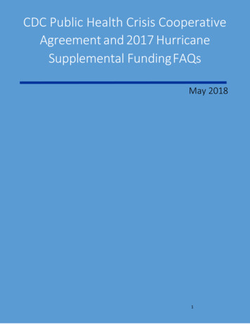 CDC Crisis Cooperative Agreement 2017 Hurricane Supplemental Funding FAQs