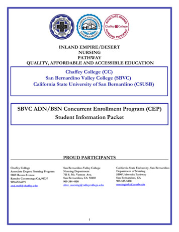 SBVC ADN/BSN Concurrent Enrollment Program (CEP) Student Information Packet