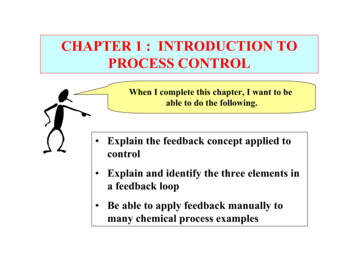 CHAPTER 1 : INTRODUCTION TO PROCESS CONTROL