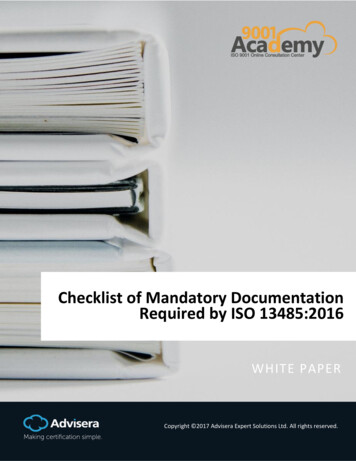 Checklist Of Mandatory Documentation Required By ISO 