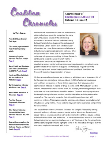 A Newsletter Of Nd Omestic Abuse WI Volume 34 Issue 2