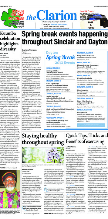—pg.3 Kuumba Spring Break Events Happening Highlights . - The Clarion