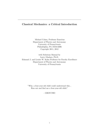 Classical Mechanics: A Critical Introduction