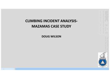 CLIMBING INCIDENT ANALYSIS- MAZAMAS CASE STUDY
