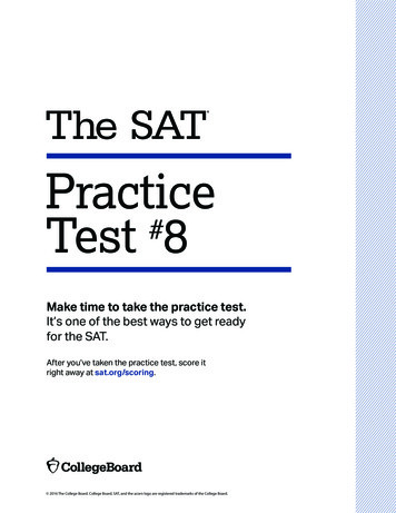 SAT Practice Test #8 SAT Suite Of Assessments The .