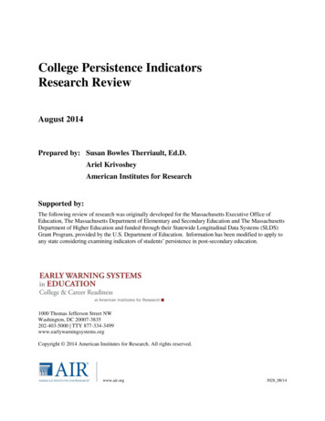 College Persistence Indicators Research Review - AIR