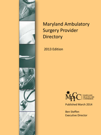 Maryland Ambulatory Surgery Provider Directory