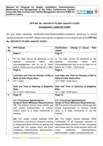 Request For Proposal For Supply, Installation . - Bank Of India