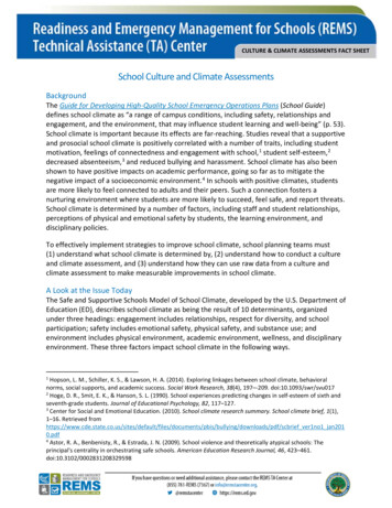 School Culture And Climate Assessments Fact Sheet