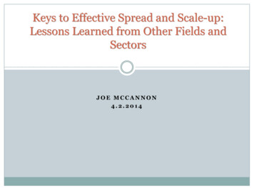 Keys To Effective Spread And Scale-up: Lessons Learned .