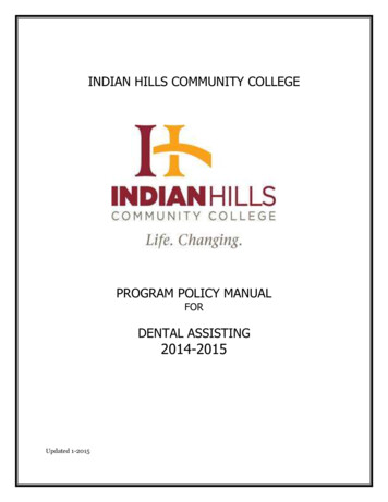 DENTAL ASSISTING 2014-2015 - Indian Hills Community College