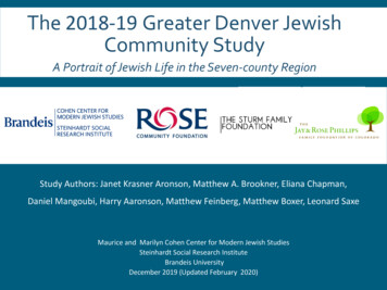 The 2018-19 Greater Denver Jewish Community Study - Brandeis University
