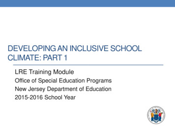 DEVELOPING AN INCLUSIVE SCHOOL CLIMATE: PART 1