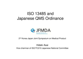 ISO 13485 And Japanese QMS Ordinance - Mhlw.go.jp
