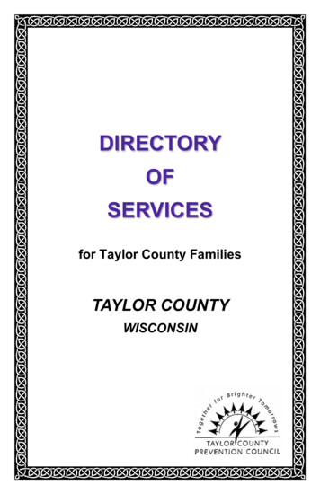 DIRECTORY OF SERVICES - Extension Taylor County