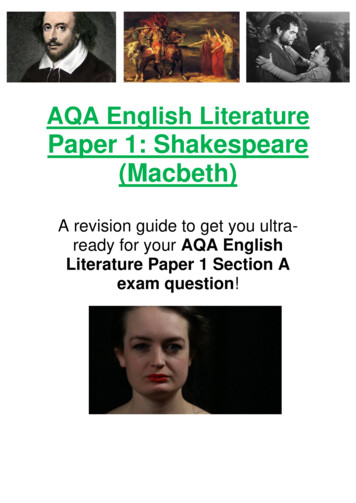 AQA English Literature Paper 1: Shakespeare (Macbeth)