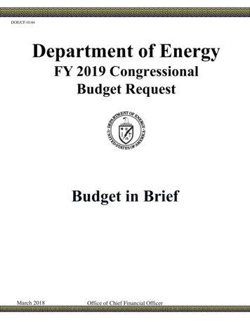 FY 2019 Congressional Budget Request - Stage.energy.gov