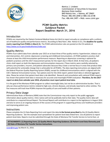 PCMH Quality Metrics Guidance Packet Report Deadline .