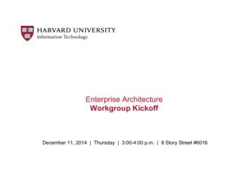 Enterprise Architecture Workgroup Kickoff