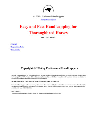 Easy And Fast Handicapping For Thoroughbred Horses