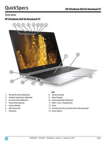 QuickSpecs HP EliteBook 850 G6 Notebook PC
