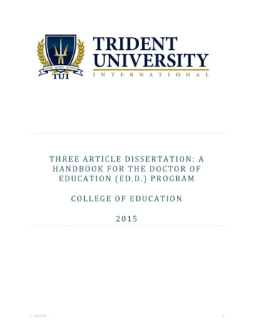Three Article Dissertation: A Handbook For The Doctor Of Education (Ed .