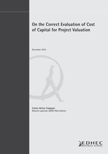On The Correct Evaluation Of Cost Of Capital For Project Valuation