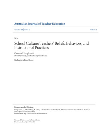 School Culture: Teachers' Beliefs, Behaviors, And .
