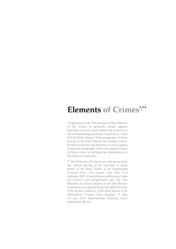 Elements Of Crimes - International Criminal Court