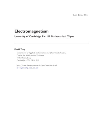 Electromagnetism - University Of Cambridge