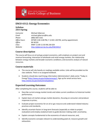 ENCO 4312: Energy Economics - Texas Tech University