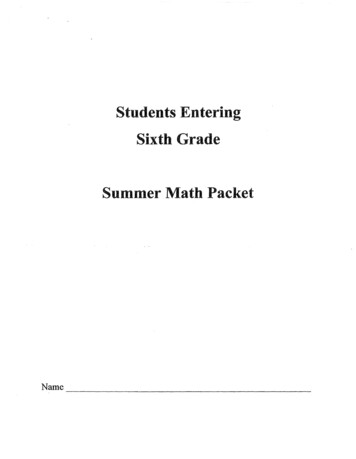 Sixth Grade Summer Math Packet - Uscsd.k12.pa.us