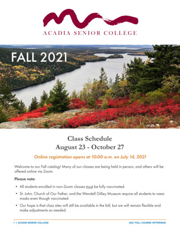 FALL 2021 - Acadia Senior College