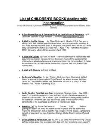 List Of CHILDREN’S BOOKS Dealing With Incarceration
