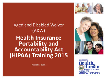 Aged And Disabled Waiver (ADW) Health Insurance Portability And .