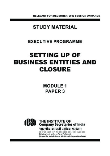 Setting Up Of Business Entities And Closure - Icsi