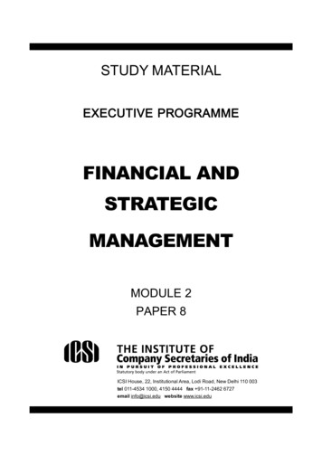 FINANCIAL AND STRATEGIC MANAGEMENT