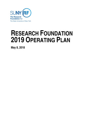 RESEARCH FOUNDATION 2019 OPERATING PLAN - Rfsuny 