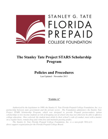 The Stanley Tate Project STARS Scholarship Program Policies And Procedures