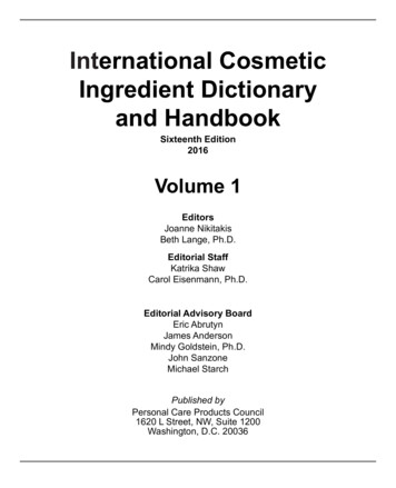 International Cosmetic Ingredient Dictionary And Handbook