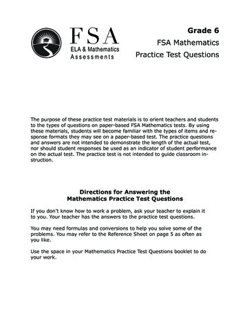 Grade 6 FSA Mathematics Practice Test Questions