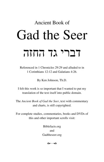 Ancient Book Of Gad The Seer - Messianic Evangelicals